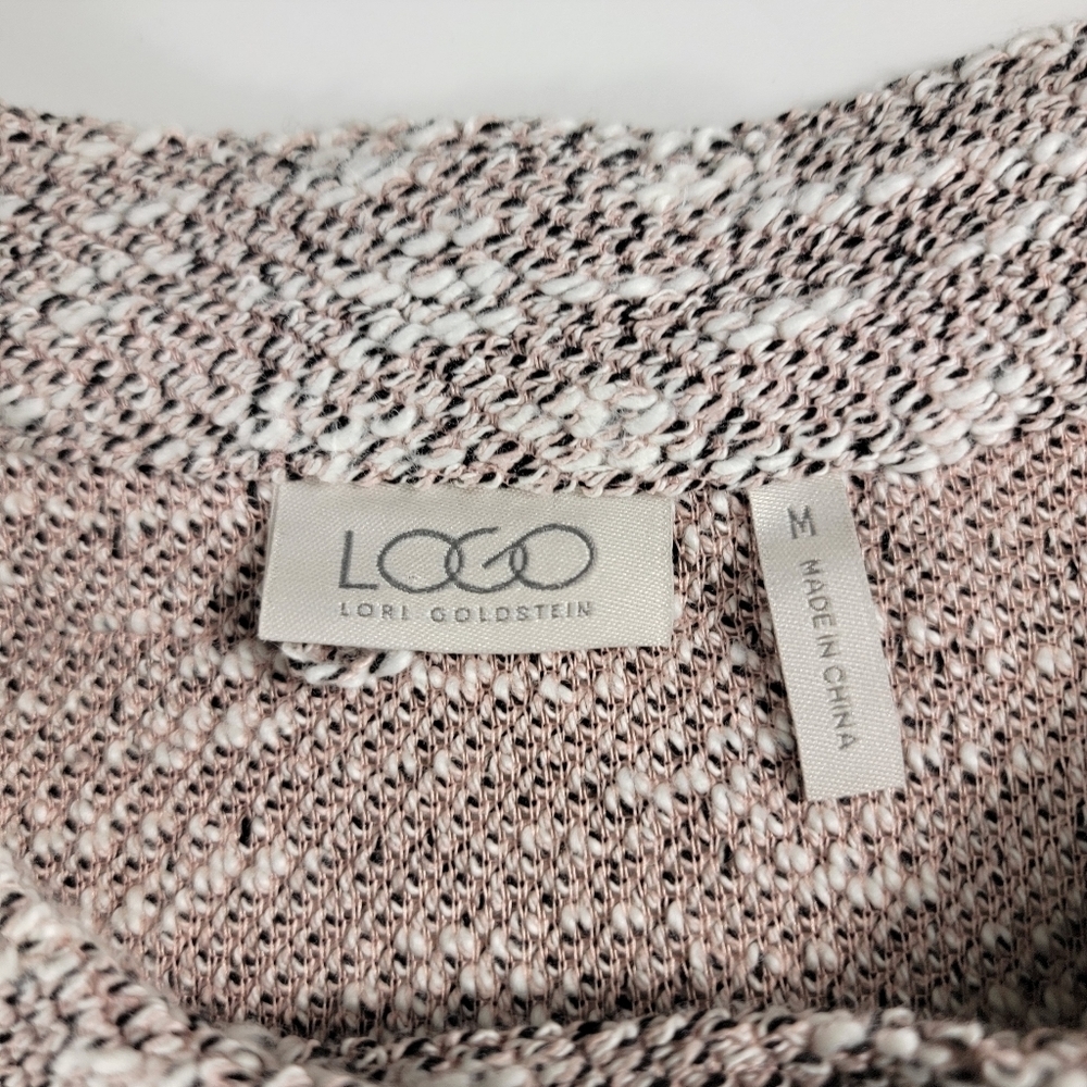 LOGO BY LORI GOLDSTEIN BOUCLE COATIGAN W/FRINGE DETAIL GRAY medium M - Picture 6 of 10